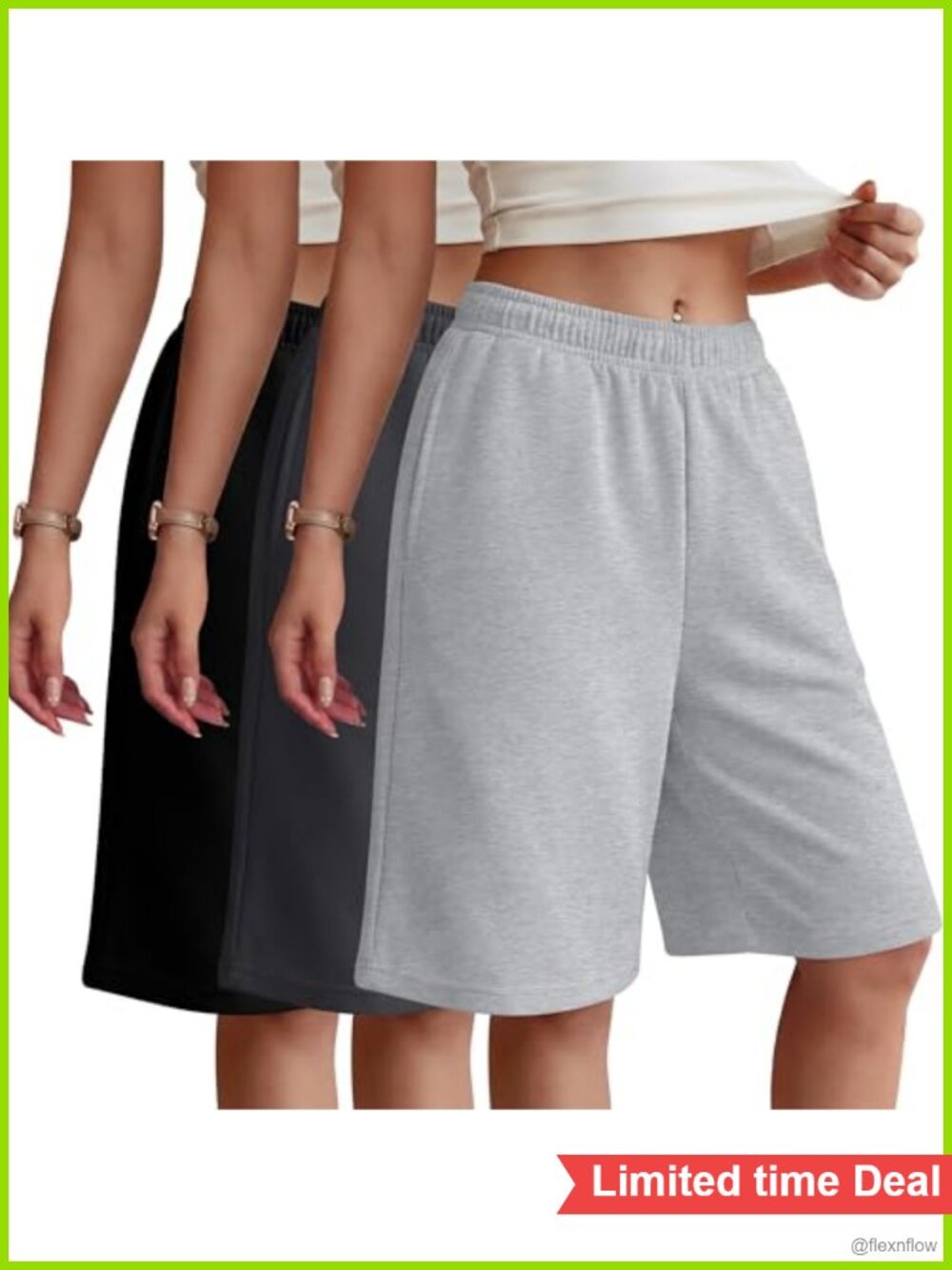 Bermuda Shorts Womens 3 Pack Knee Length Sweat Wicking Active Shorts